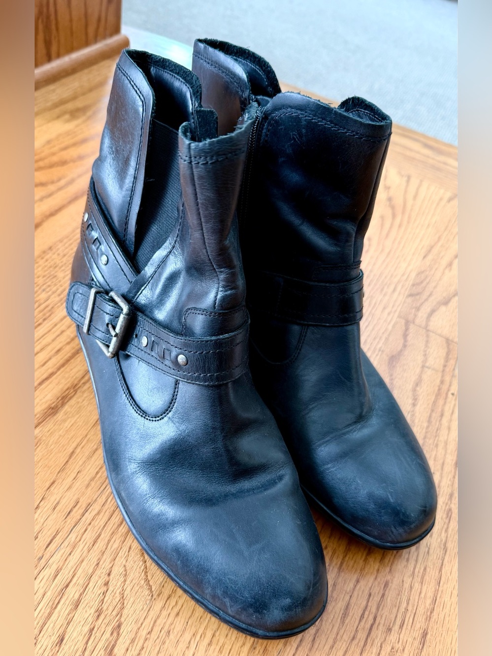 David Tate Black Leather Women's Boots